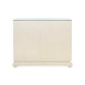 Ming Large 4-Drawer with Glass Top, Canvas Cream