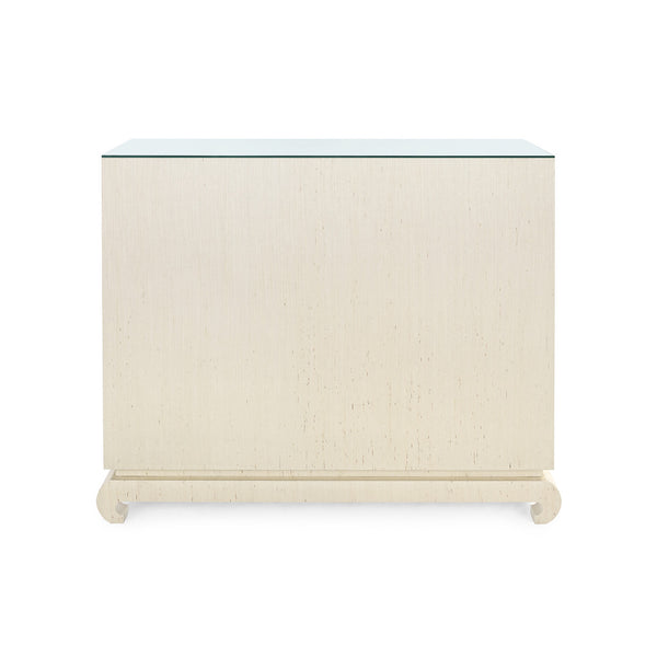 Ming Large 4-Drawer with Glass Top, Canvas Cream