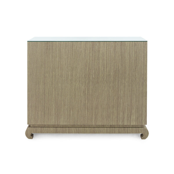 Ming Large 4-Drawer with Glass Top, Sage Green
