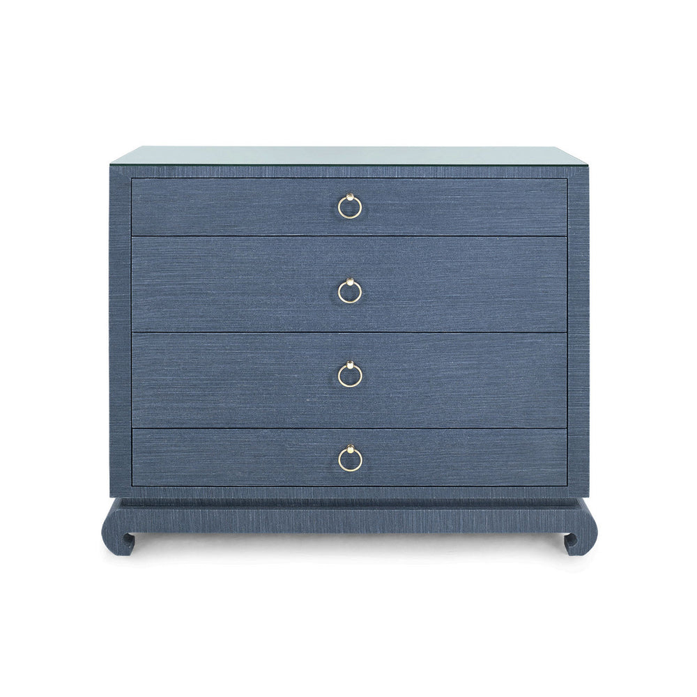 Ming Large 4-Drawer with Glass Top, Navy Blue-Blue Hand Home