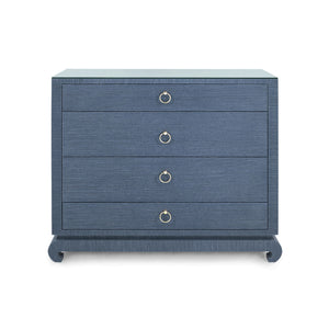 Ming Large 4-Drawer with Glass Top, Navy Blue