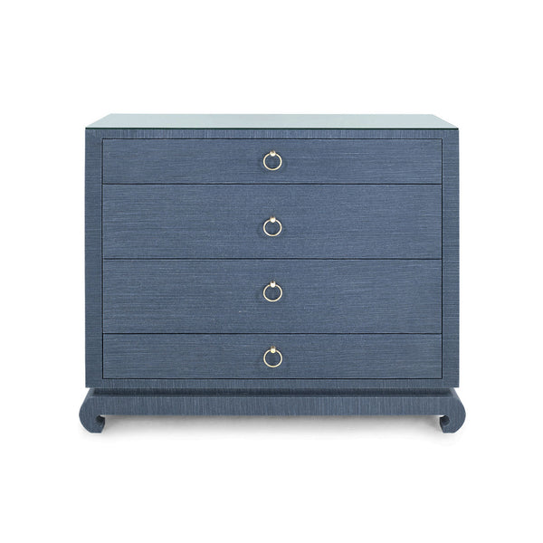 Ming Large 4-Drawer with Glass Top, Navy Blue