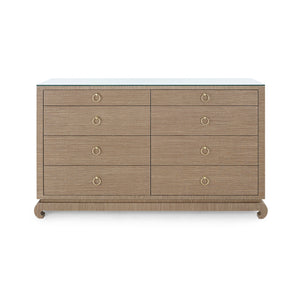 Ming Extra Large 8-Drawer with Glass Top, Flax Brown