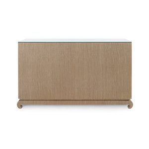 Ming Extra Large 8-Drawer with Glass Top, Flax Brown