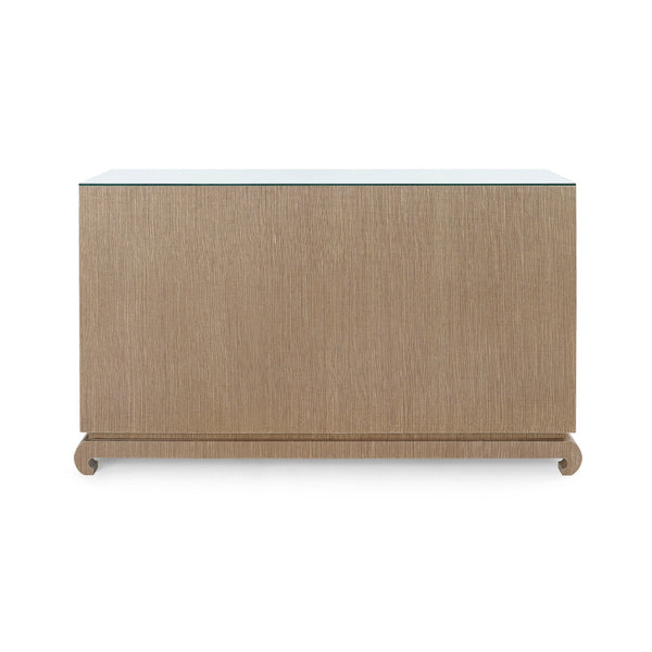 Ming Extra Large 8-Drawer with Glass Top, Flax Brown