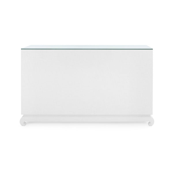 Ming Extra Large 8-Drawer with Glass Top, Chiffon White