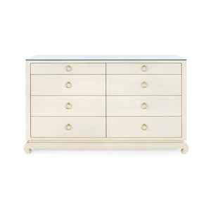 Ming Extra Large 8-Drawer Dresser with Glass Top