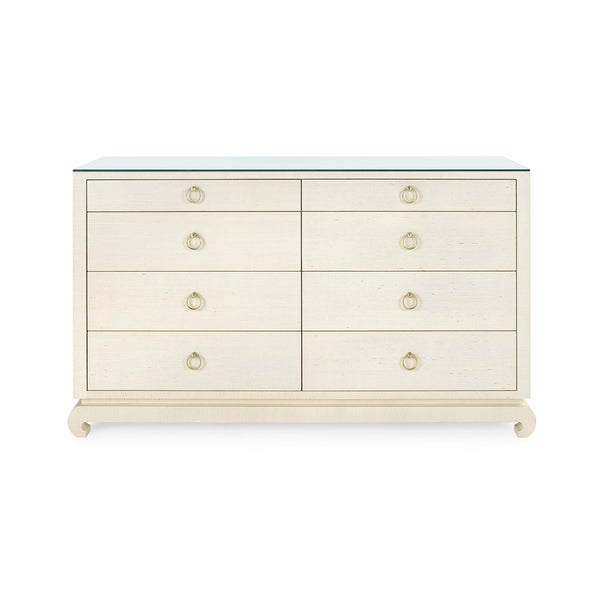 Ming Extra Large 8-Drawer Dresser with Glass Top