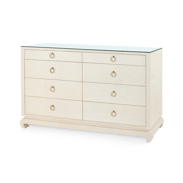 Ming Extra Large 8-Drawer Dresser with Glass Top
