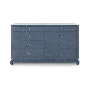 Ming Extra Large 8-Drawer with Glass Top, Navy Blue