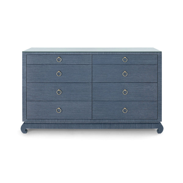 Ming Extra Large 8-Drawer with Glass Top, Navy Blue