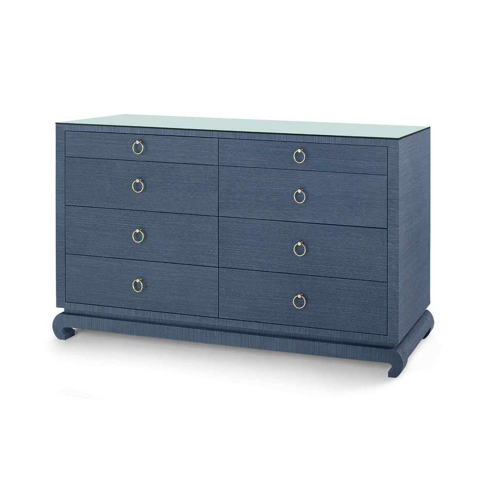 Ming Extra Large 8-Drawer with Glass Top, Navy Blue-Blue Hand Home