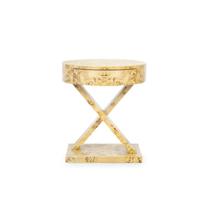 Modena 1-Drawer Side Table / Burl-Blue Hand Home