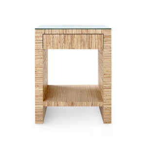 Morgan 1-Drawer Side Table with Glass Top, Papyrus