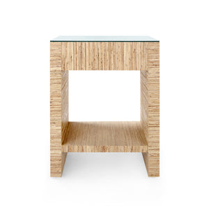 Morgan 1-Drawer Side Table with Glass Top, Papyrus