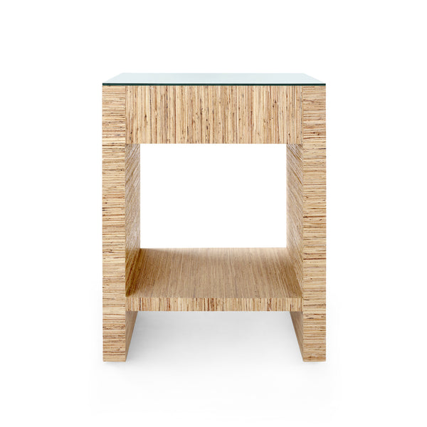 Morgan 1-Drawer Side Table with Glass Top, Papyrus