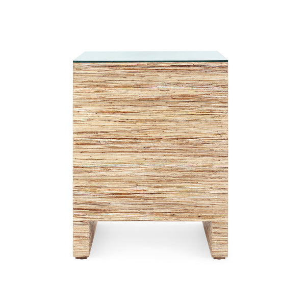 Morgan 3-Drawer Side Table with Glass Top, Papyrus