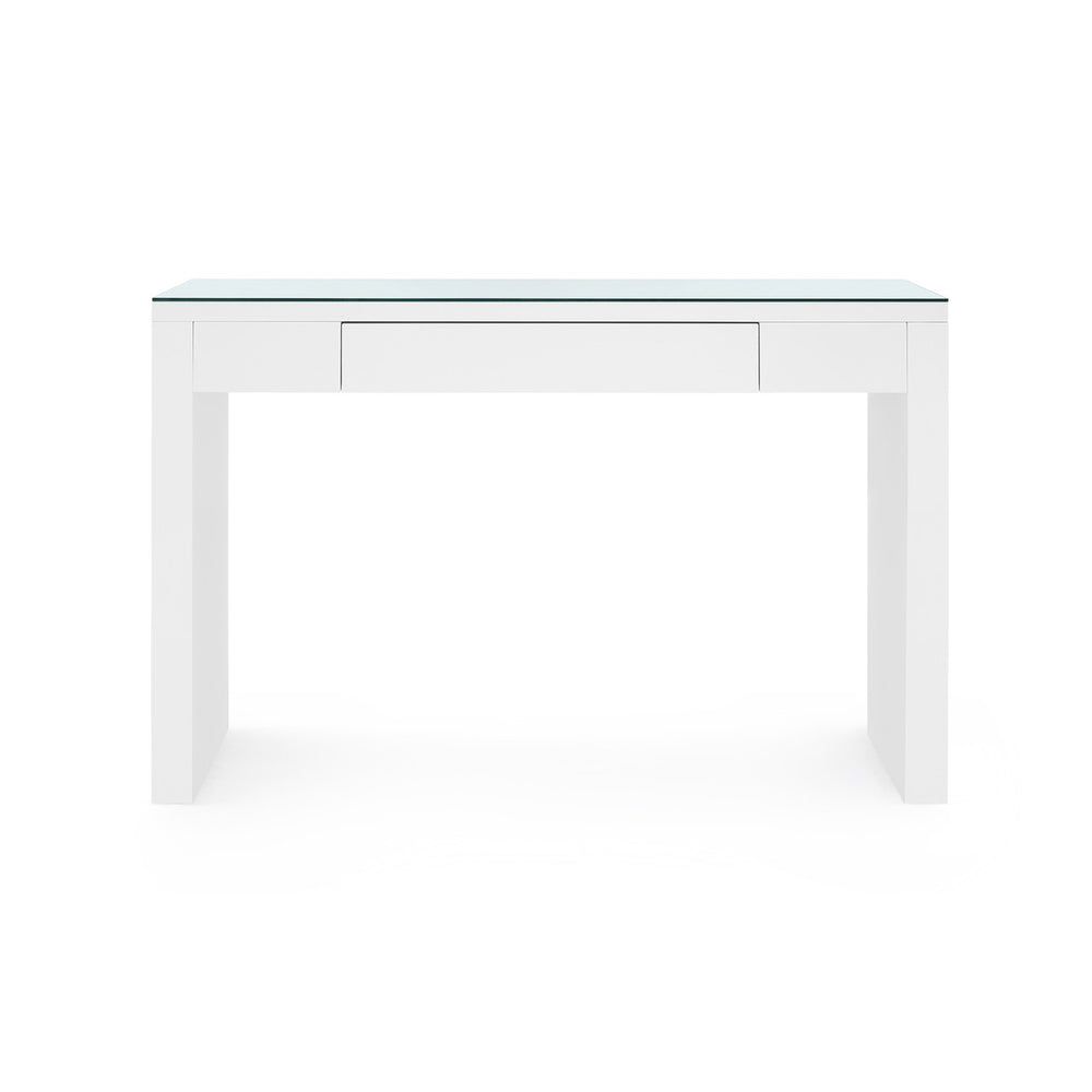 Morgan Console Table with Glass Top, Chiffon White-Blue Hand Home