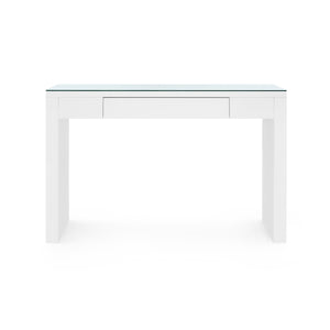 Morgan Console Table with Glass Top, Chiffon White