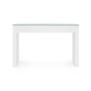 Morgan Console Table with Glass Top, Chiffon White