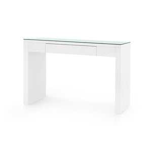 Morgan Large Console Table with Glass Top, Papyrus