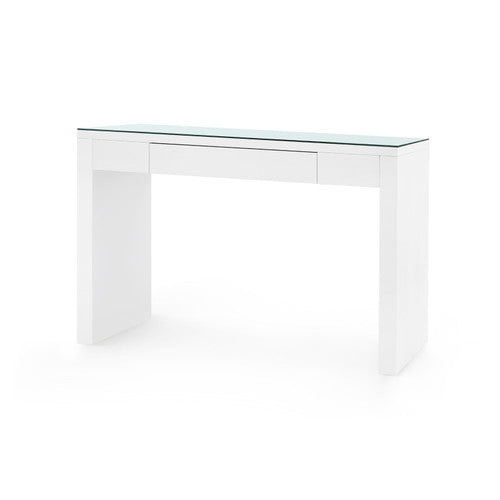 Morgan Large Console Table with Glass Top, Papyrus