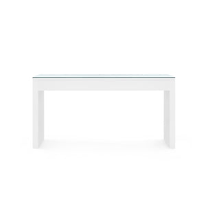 Morgan Large Console Table with Glass Top, Chiffon White