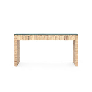 Morgan Large Console Table with Glass Top, Papyrus
