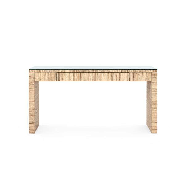 Morgan Large Console Table with Glass Top, Papyrus