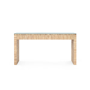 Morgan Large Console Table with Glass Top, Papyrus