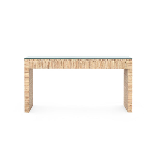 Morgan Large Console Table with Glass Top, Papyrus