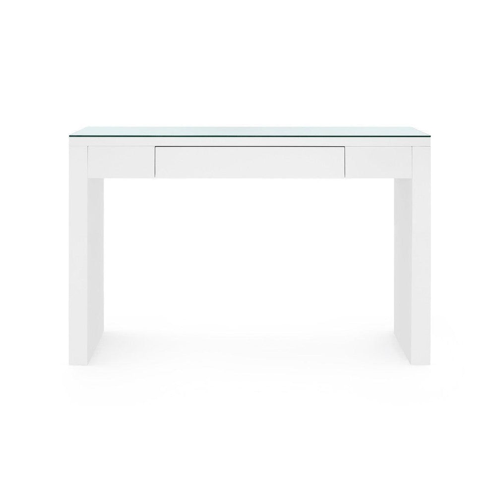 Morgan Console Table with Glass Top, Chiffon White-Blue Hand Home