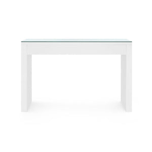 Morgan Console Table with Glass Top, Chiffon White-Blue Hand Home
