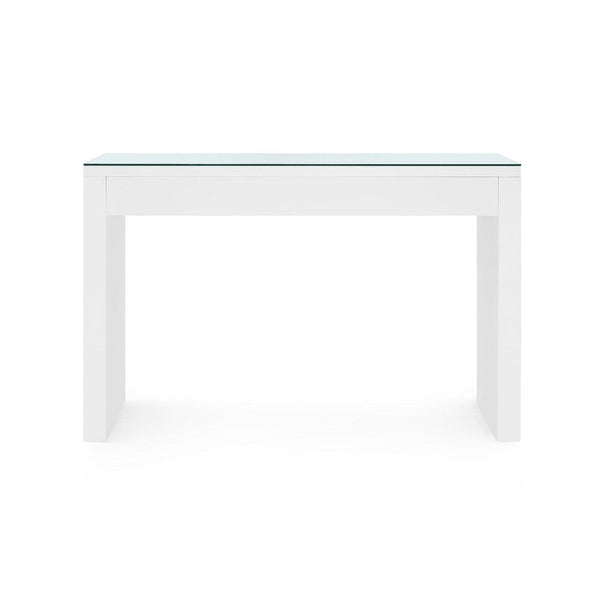 Morgan Console Table with Glass Top, Chiffon White-Blue Hand Home