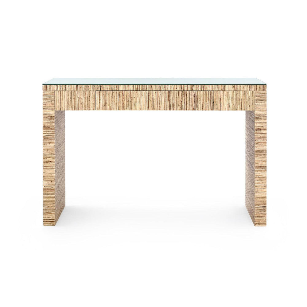 Morgan Console Table with Glass Top, Papyrus-Blue Hand Home