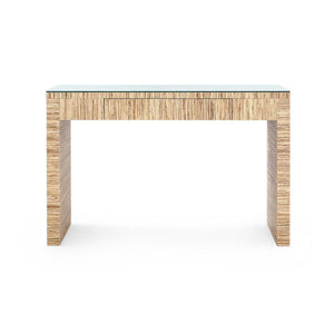 Morgan Console Table with Glass Top, Papyrus-Blue Hand Home