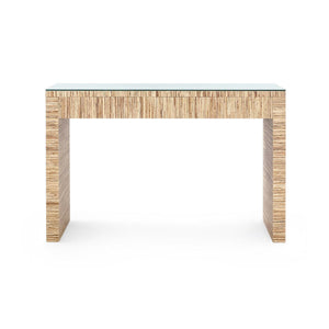 Morgan Console Table with Glass Top, Papyrus-Blue Hand Home
