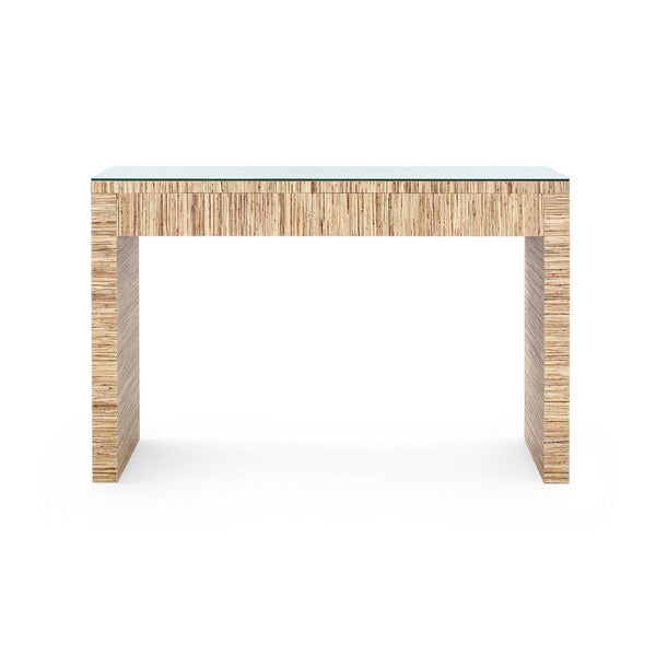 Morgan Console Table with Glass Top, Papyrus-Blue Hand Home