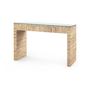 Morgan Console Table with Glass Top, Papyrus-Blue Hand Home