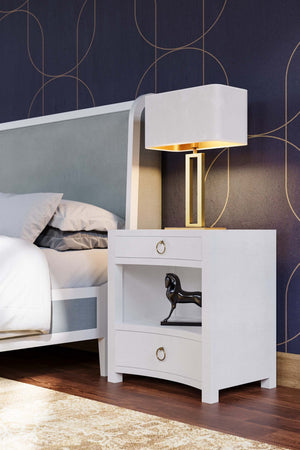 Mornington Open Shelf Linen Wrapped Bedside Table-Blue Hand Home