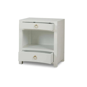 Mornington Open Shelf Linen Wrapped Bedside Table-Blue Hand Home