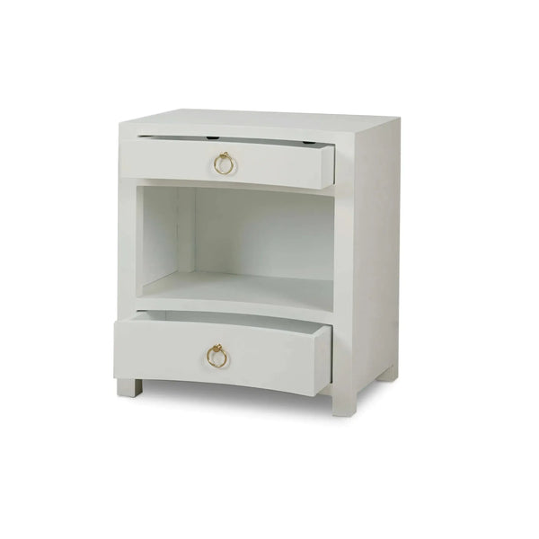 Mornington Open Shelf Linen Wrapped Bedside Table-Blue Hand Home
