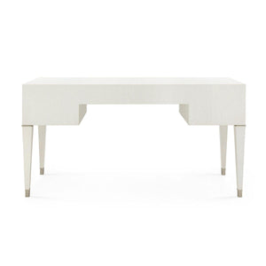 Morris Desk in Sand White with Lacquered Grasscloth Finish-Blue Hand Home