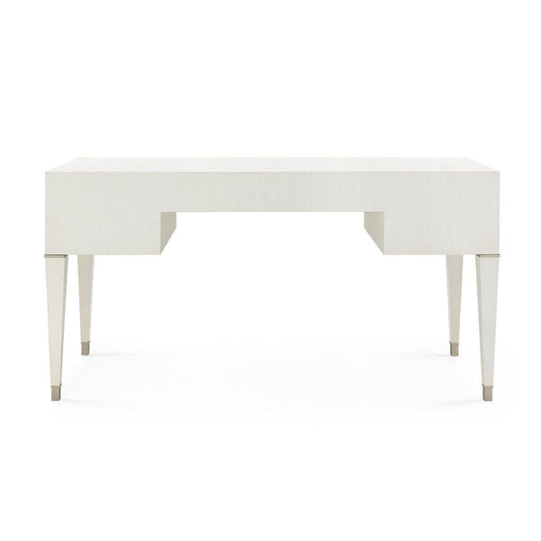 Morris Desk in Sand White with Lacquered Grasscloth Finish-Blue Hand Home