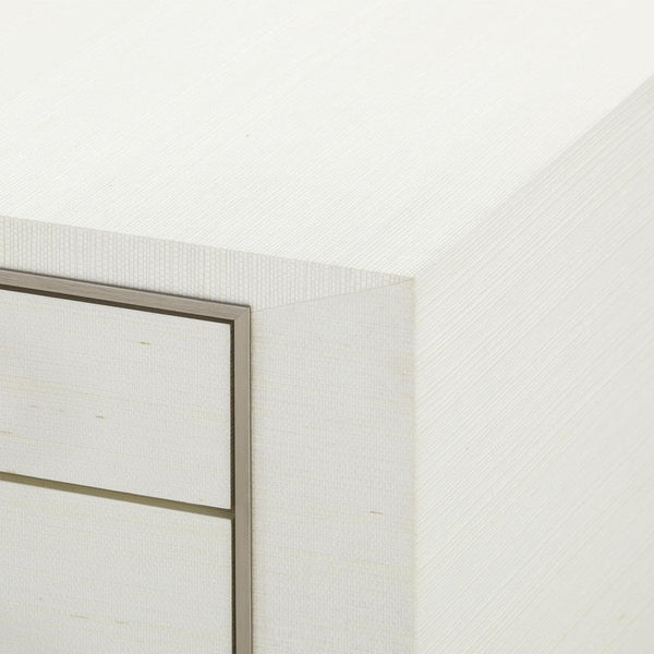 Morris Desk in Sand White with Lacquered Grasscloth Finish-Blue Hand Home