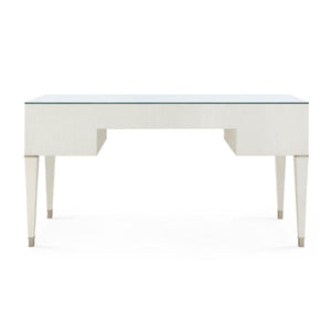Morris Desk with Glass Top, Sand White-Blue Hand Home