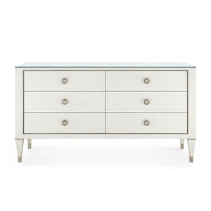Morris Extra Large 6-Drawer with Glass Top, Sand White-Blue Hand Home