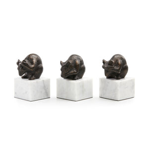 Mouse Statue Set of 3, Gold Leaf
