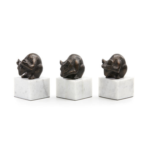 Mouse Statue Set of 3, Gold Leaf