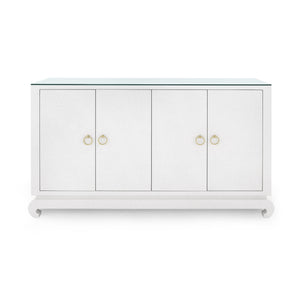 Meredith 4-Door Cabinet with Glass Top, Chiffon White
